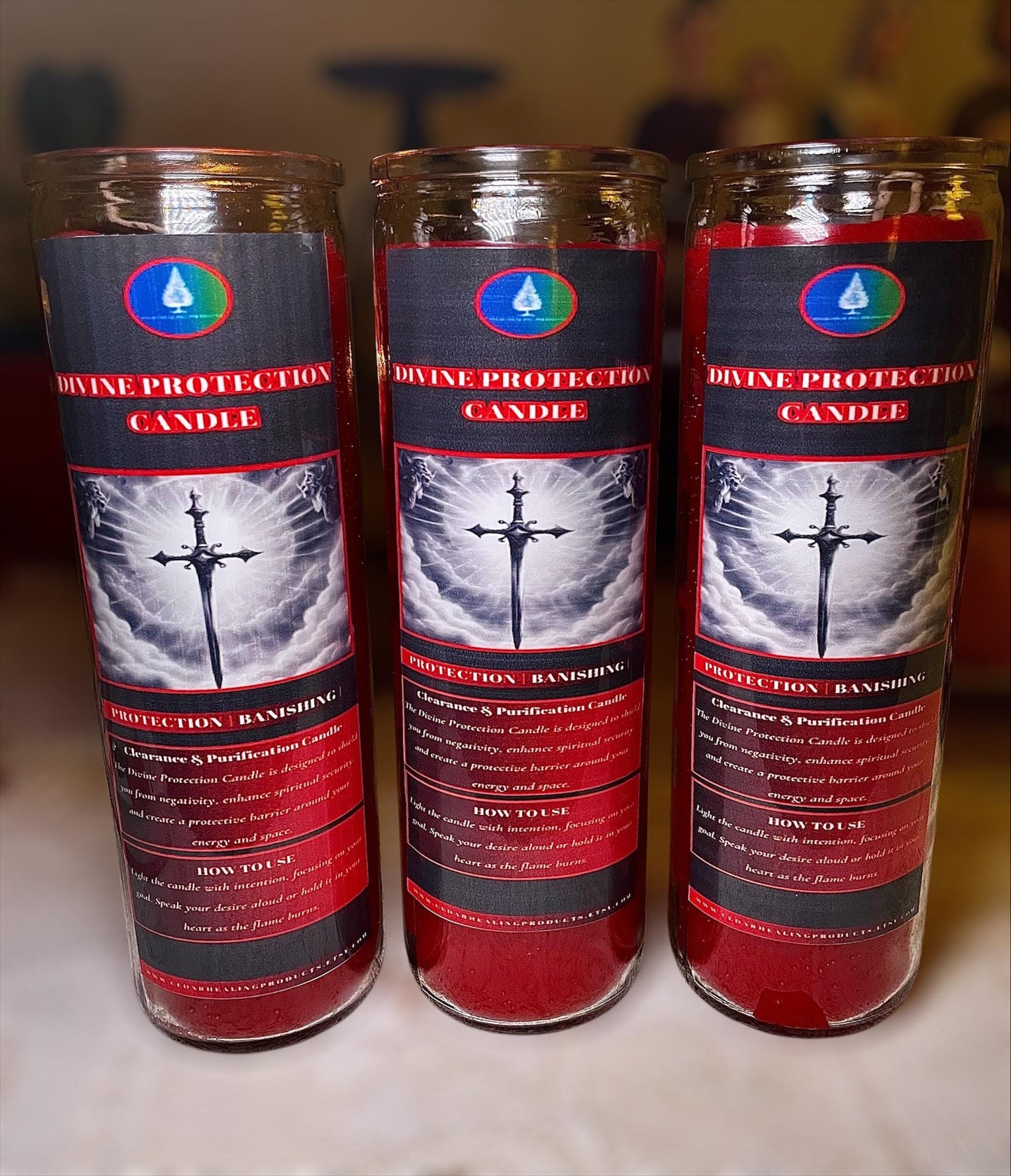 DIVINE PROTECTION CANDLE | 7-day prayer candle | Used for spiritual protection & banishing |