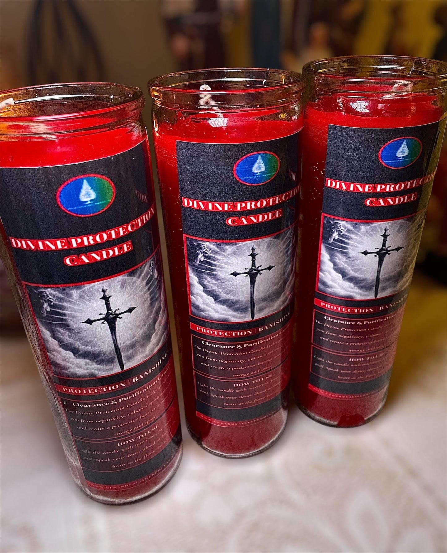 DIVINE PROTECTION CANDLE | 7-day prayer candle | Used for spiritual protection & banishing |