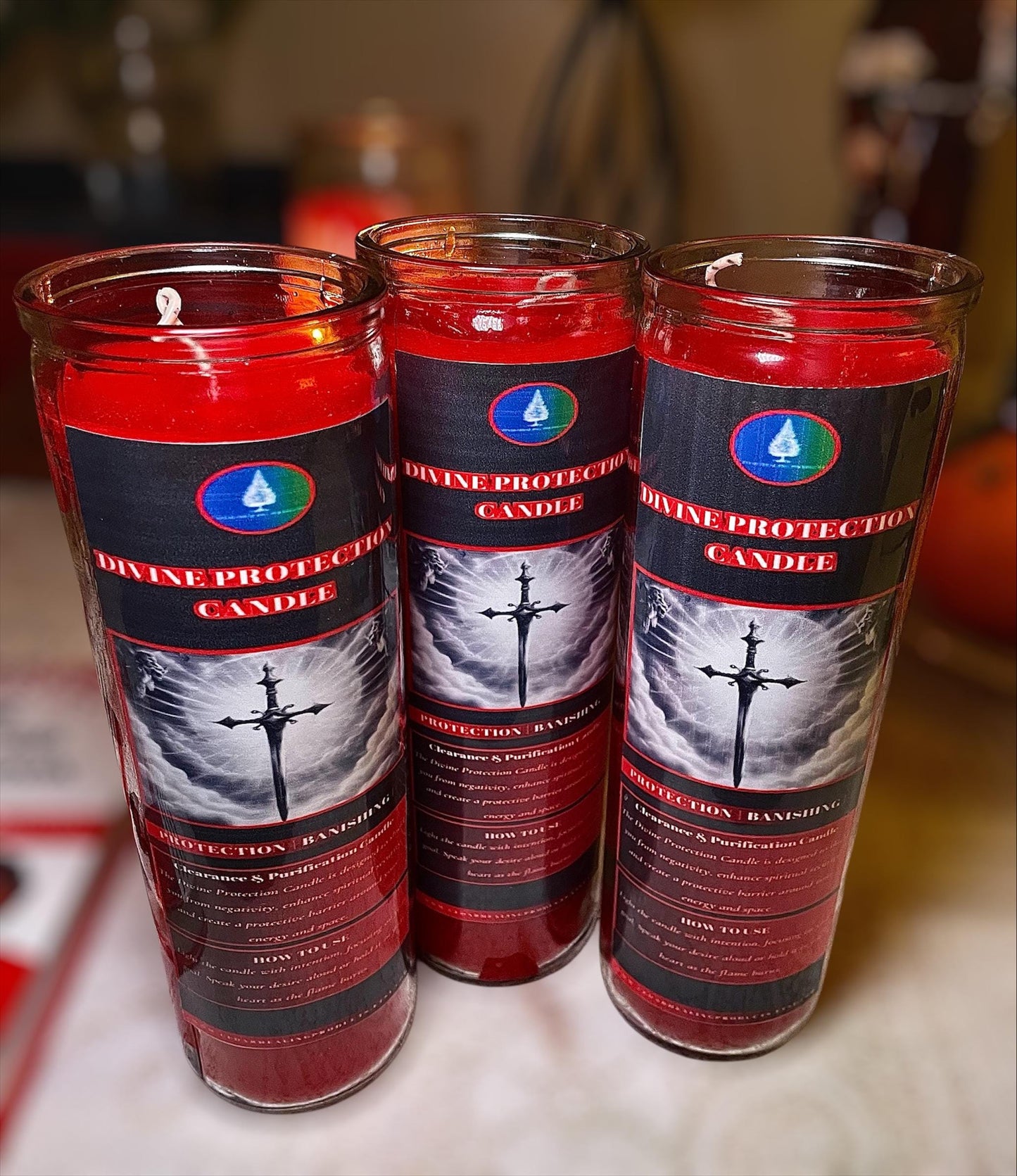 DIVINE PROTECTION CANDLE | 7-day prayer candle | Used for spiritual protection & banishing |