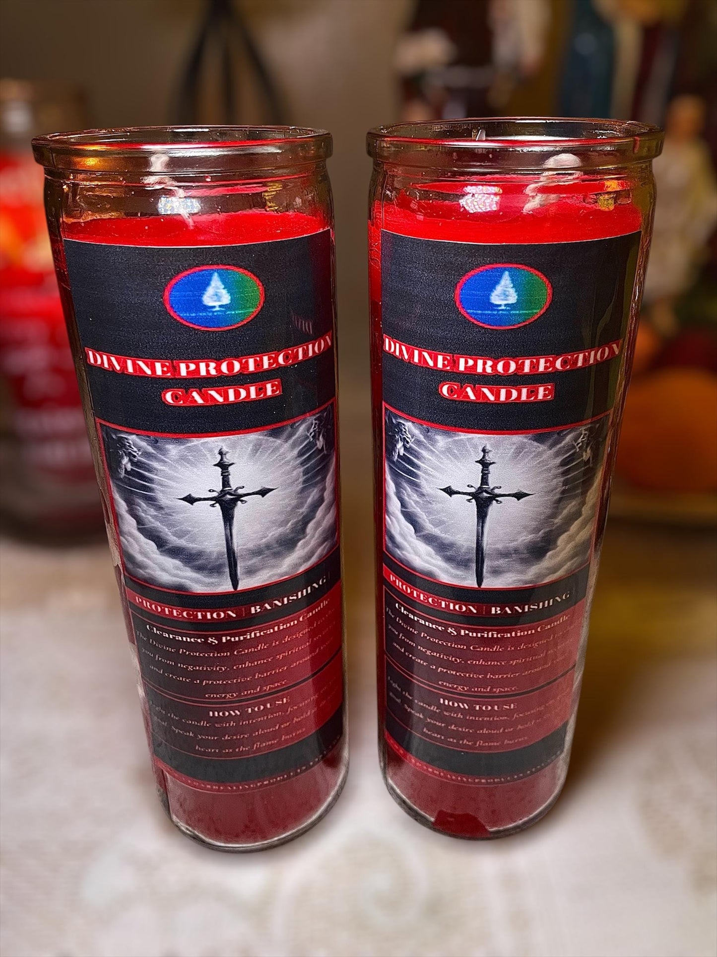 DIVINE PROTECTION CANDLE | 7-day prayer candle | Used for spiritual protection & banishing |